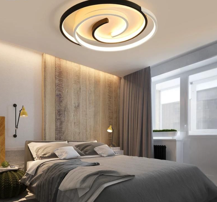 Plafoniera LED cu Telecomanda, Alb/Negru, DD500×60mm, 3 Tipuri de lumina