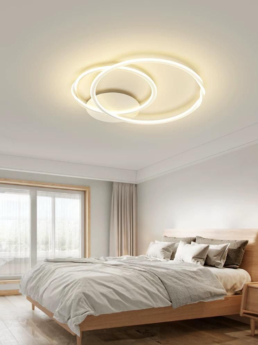 Plafoniera LED cu Telecomanda 2 Twist Rings,D500×430×80mm, 3 Tipuri de lumina, Alb