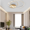 Plafoniera LED cu Telecomanda 2 Twist Rings,D500×430×80mm, 3 Tipuri de lumina, Auriu