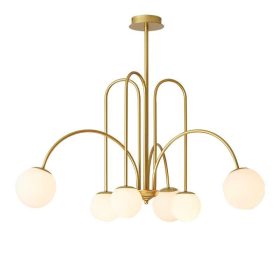 Lustra Gold 6 Bec G9 X6 Glob Alb Mat