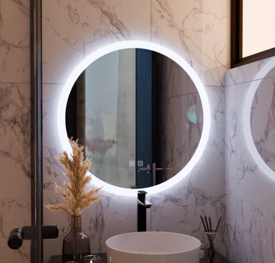 Oglinda LED Rotunda Nelly, 50cm, Touch, Sistem Dezaburire, Dimabila