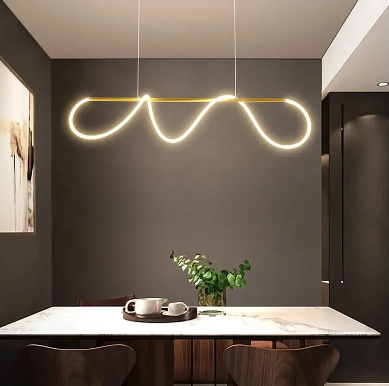 Lustra LED cu Telecomanda, 3 Tipuri De Lumina, Inaltime Reglabila, Auriu/Alb