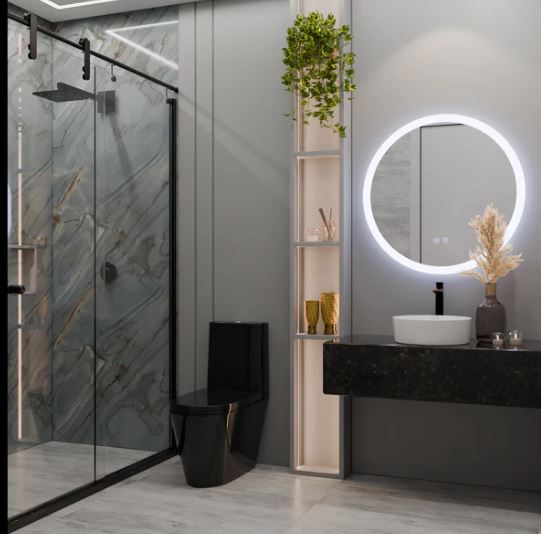 Alternative view of Oglinda LED Rotunda Nelly, 50cm, Touch, Sistem Dezaburire, Dimabila