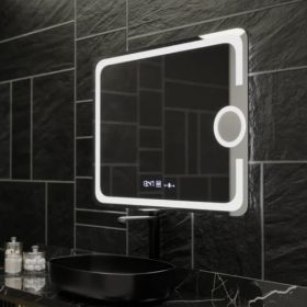 Oglinda LED Flary, Ceas & Termometru, Sistem Dezaburire, Lupa Cosmetica, Dimabila, 80X60cm DVB-W05