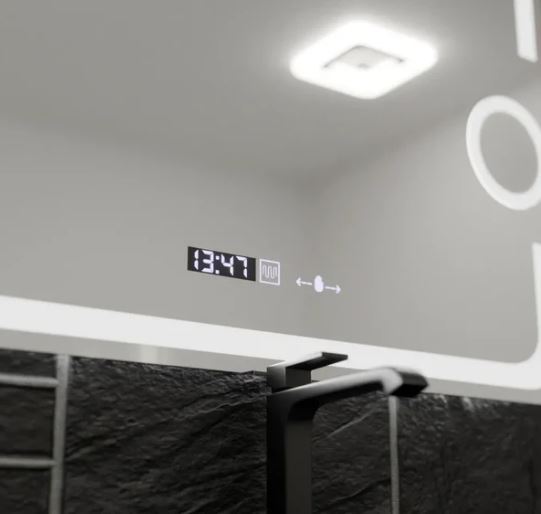 Alternative view of Oglinda LED Flary, Ceas & Termometru, Sistem Dezaburire, Lupa Cosmetica, Dimabila, 80X60cm DVB-W05