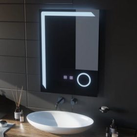 Oglinda LED Lotie, 60x80cm, Touch, Sistem Dezaburire, Dimabila