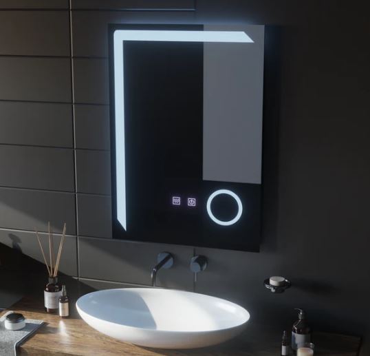 Oglinda LED Lotie, 60x80cm, Touch, Sistem Dezaburire, Dimabila