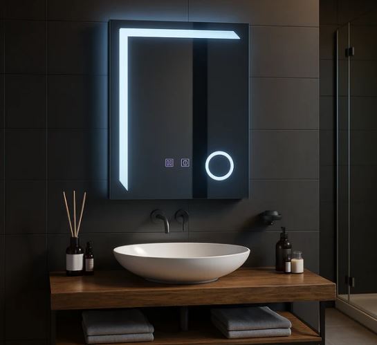 Oglinda LED Lotie, 60x80cm, Touch, Sistem Dezaburire, Dimabila - imagine 3
