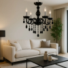 Candelabru ALLEN Black 5xE14 Cristal si Metal 48 cm