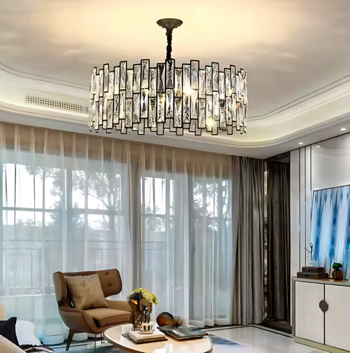 Alternative view of Candelabru Cristal MELLY Eleganza 8xE14, Diametru 49cm, Negru, Inaltime Reglabila