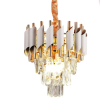 Candelabru Cristal VELLITA PETITO 3x E14, Diametru 30 cm, Auriu si Alb, Inaltime Reglabila