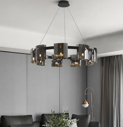 Alternative view of Lustra Modern Black Glass Verona G9 X 9 D80 cm