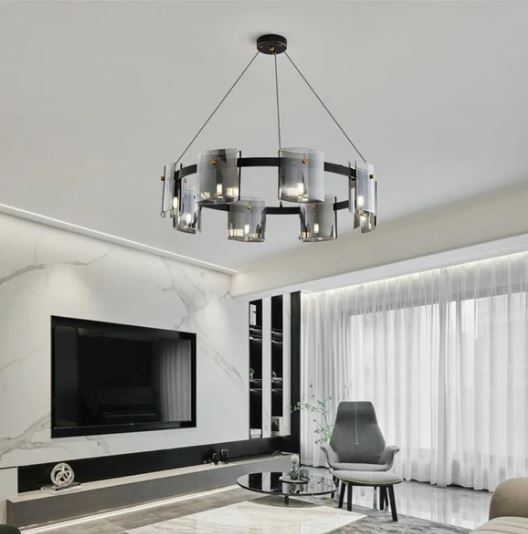 Lustra Modern Black Glass Verona G9 X 9 D80 cm