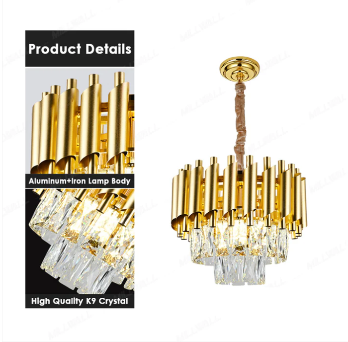 Alternative view of Candelabru Cristal VELLITA PETITO GOLD 3x E14, Diametru 30 cm, Auriu, Inaltime Reglabila