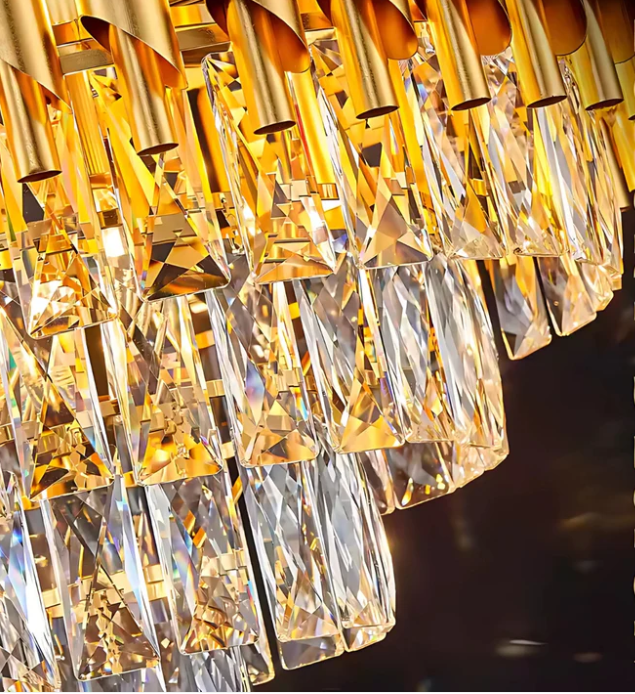Alternative view of Candelabru Cristal VELLITA 8x E14, Diametru 49 cm, Auriu si Alb , Inaltime Reglabila