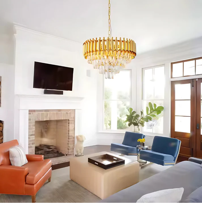 Alternative view of Candelabru Cristal VELLITA GOLD 8x E14, Diametru 49 cm, Auriu , Inaltime Reglabila