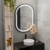 Oglinda LED Ovala 60x80cm VINNY Touch Sistem Dezaburire Dimabila, Rama Neagra