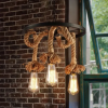 Lustra Roata Rustic Cu 3 Soculuri E27, Metal si Sfoara, D330×330×600mm