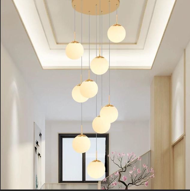 Lustra Classy Gold cu globuri 9xE27,600×600×2000mm
