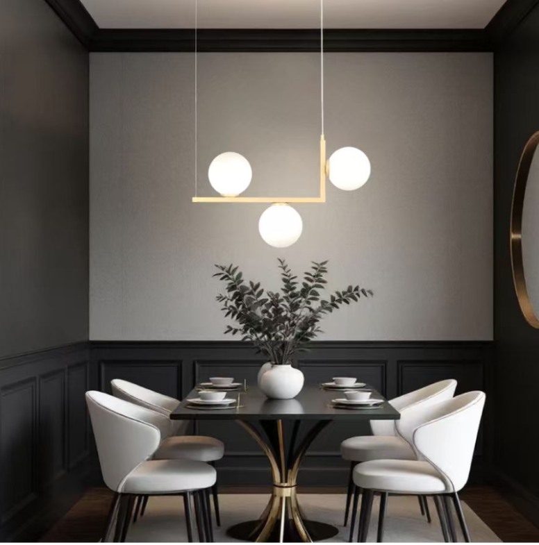 Alternative view of Lustra Glow Gold 2 ,cu globuri E27 x 3, D 590×130×1000mm