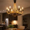 Lustra Suspendata Rustic 2 Cu 6 Soculuri E27, Metal si Sfoara