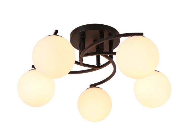Plafoniera Diane BK cu 5 globuri albe, E27×5,D500mm