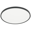 Round flush-mounted ceiling light with a white diffuser and dark gray rim, minimal modern design.
