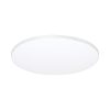 Round white circular flush-mount ceiling light with a slim silver rim