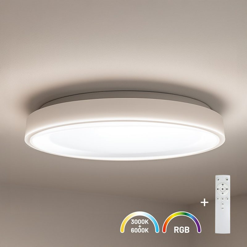 Plafoniera LED Melo, 36W, RGBWY, Alb + telecomanda