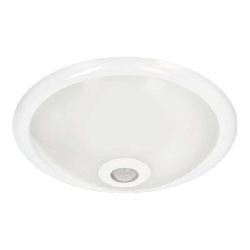 Round white recessed ceiling light with a small central diffuser (LED downlight)