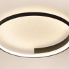Modern circular ceiling light fixture with an integrated ring that emits soft white light.