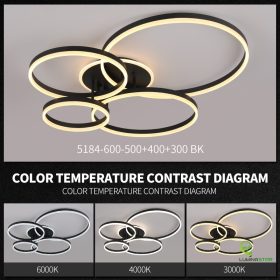 Lustra LED 360W Negru 4 cecuri 60cm+50cm+40cm+30cm cu Telecomanda wifi 2.4G lumina/rece/calda/neutra intensitate reglabila