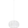 White paper lantern pendant lamp hanging from the ceiling.