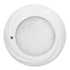 White round ceiling speaker with a perforated grille in the center.