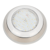 Round recessed LED ceiling light with a clear lens and metallic trim