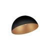 Black dome-shaped pendant lamp with a gold interior.