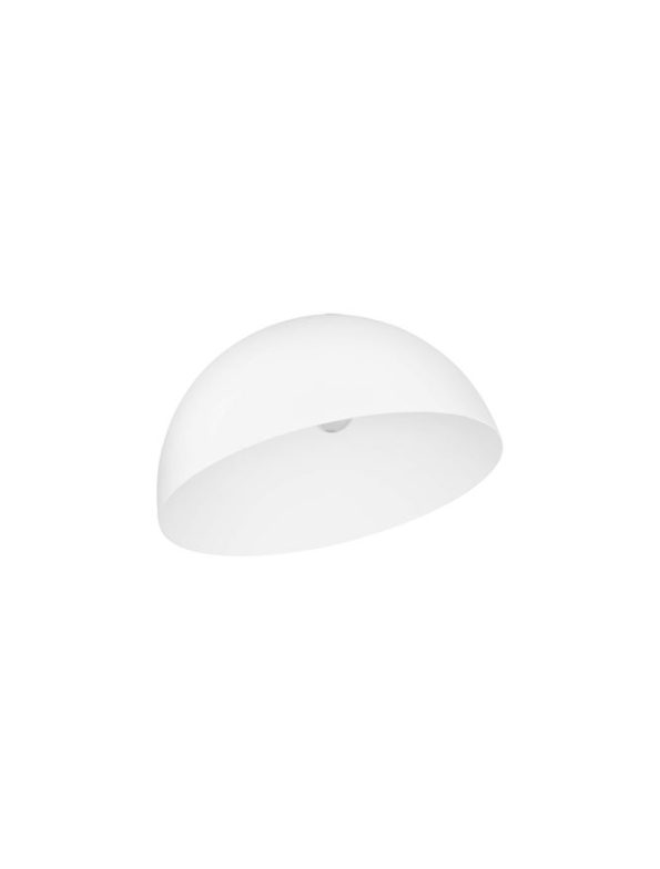 White dome-shaped pendant lamp shade viewed from the side