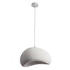 White textured dome pendant light hanging from a cord