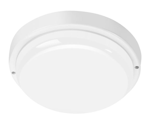White, round ceiling-mounted smoke detector with a smooth domed cover.