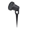 Outdoor landscape spotlight with adjustable head mounted on a stake for ground lighting (black finish)