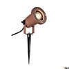 Copper outdoor stake spotlight for garden/path lighting with an adjustable cylindrical head and ground spike (low-voltage stake light).