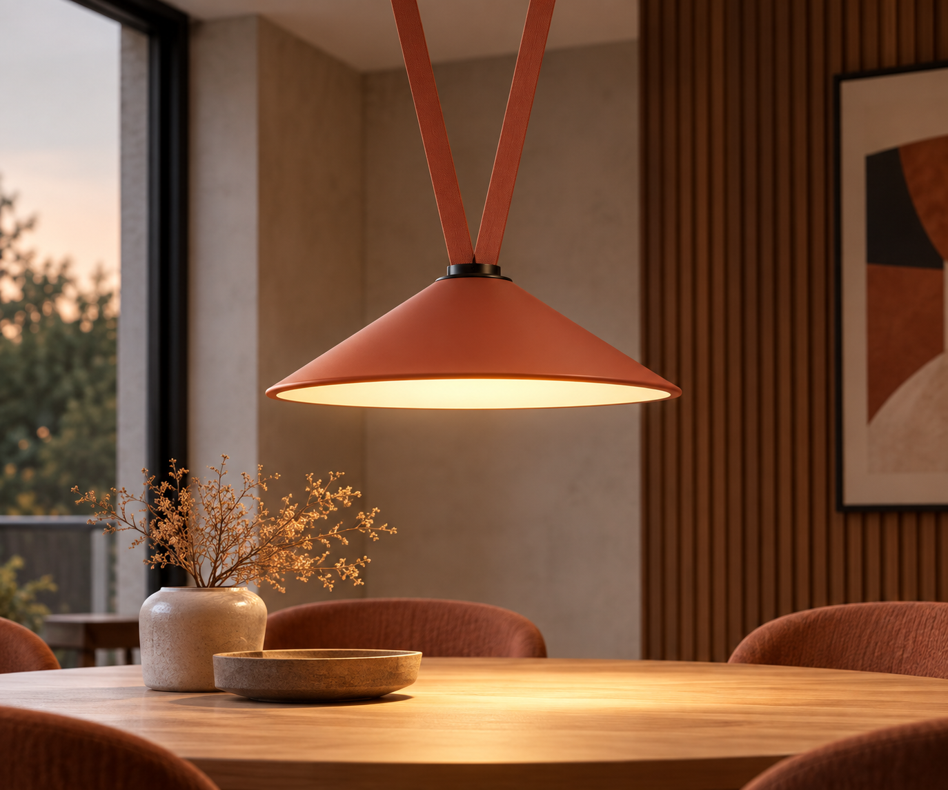 Pendul Cone LED pentru curea textila, 12W, 48V, CCT, Portocaliu - imagine 2