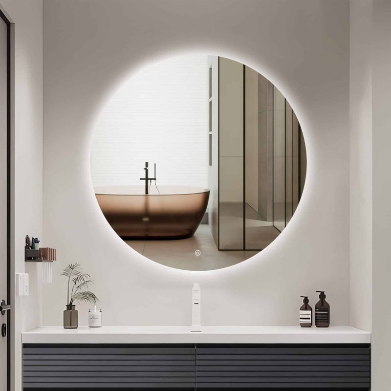 Oglindă LED Sonia Premium 100×100 cm, Lumină Spate, 3 Tipuri de Lumină – Calda, Rece, Neutra - imagine 6