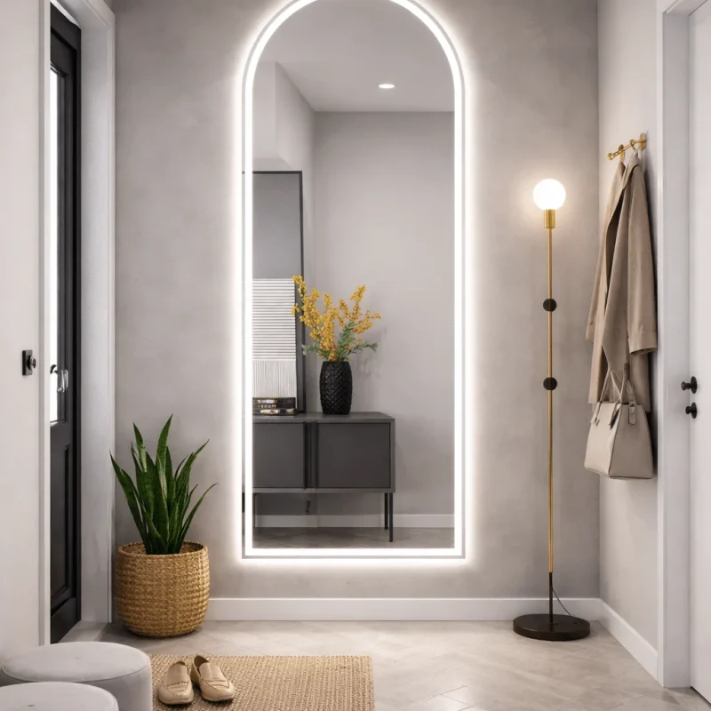Oglindă LED Arcuita Premium 70×170 cm, 3 Tipuri de Lumină – Calda, Rece, Neutra - imagine 7