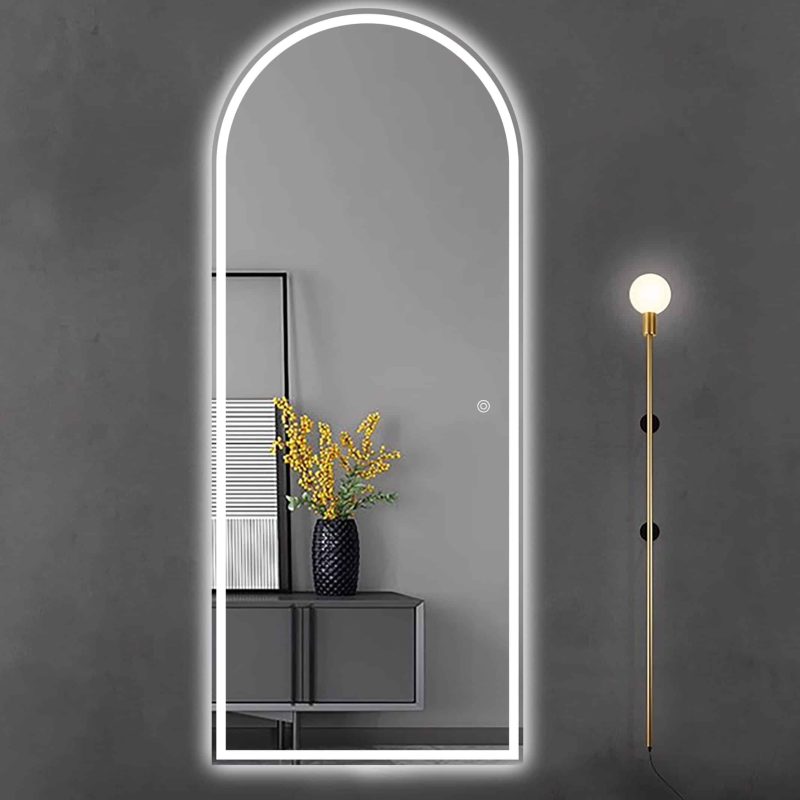 Oglindă LED Arcuita Premium 70×170 cm, 3 Tipuri de Lumină – Calda, Rece, Neutra