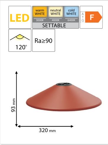 Pendul Cone LED pentru curea textila, 12W, 48V, CCT, Portocaliu - imagine 4