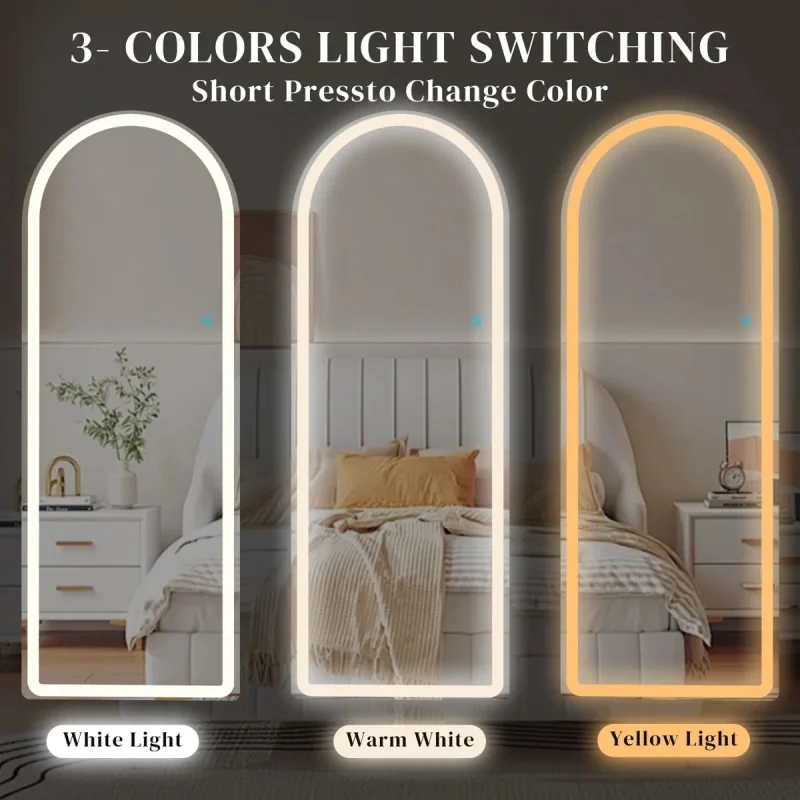 Oglindă LED Arcuita Premium 70×170 cm, 3 Tipuri de Lumină – Calda, Rece, Neutra - imagine 6