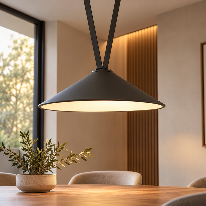 Pendul Cone LED pentru curea textila, 12W, 48V, CCT, Gri inchis - imagine 3
