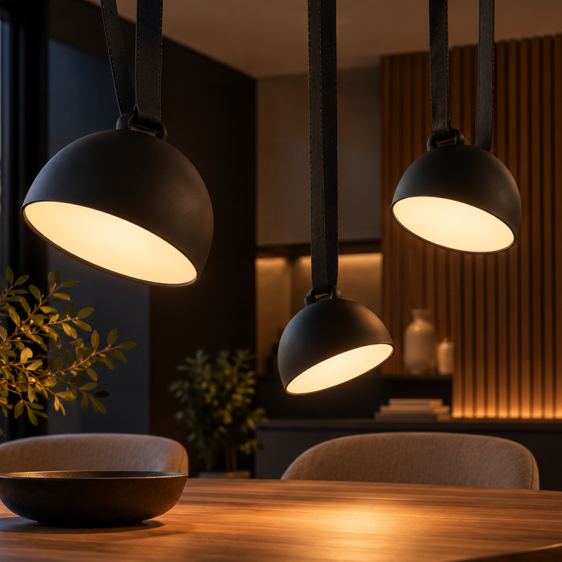 Pendul Semisphere LED pentru curea textila, 15W, 48V, CCT, Gri inchis - imagine 3
