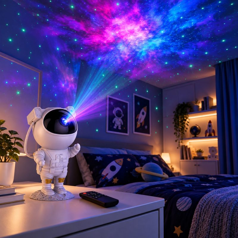 Alternative view of Proiector LED Astronaut Galaxy cu Telecomandă, USB – Lampă de Veghe pentru Copii
